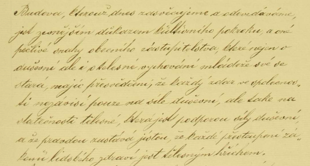 výňatek z slavnostního proslovu při předávání školy veřejnosti